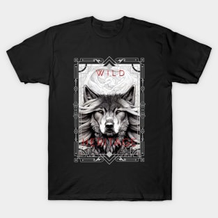 Wolf Animal Wild Nature Illustration Line Epic Illustration Line Art T-Shirt